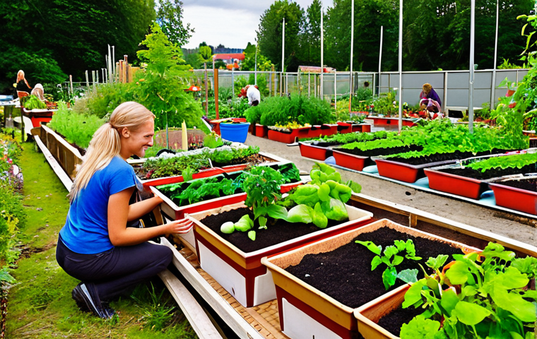 **A vibrant community garden in Sweden, showcasing diverse plants and happy people working together. Focus on the collaborative aspect and the abundance of fresh produce.** (This image visualizes the core of a "commons" operation – shared resources and collaborative work.)