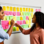 **

Prompt:  A diverse team brainstorming around a whiteboard covered in colorful sticky notes, highlighting open communication and collaboration in a modern office.  Emphasis on trust and shared resources. Warm lighting, inviting atmosphere.

**